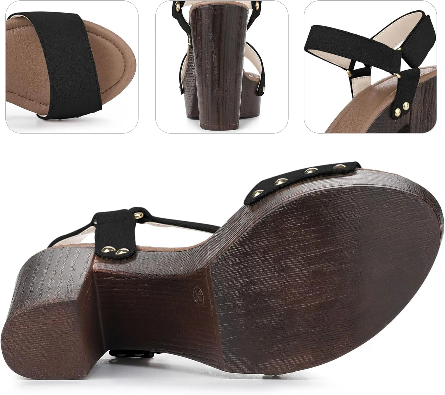 Perphy Round Toe Platform Slingback Chunky Heel Sandals for Women