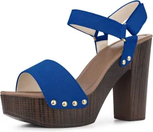 Perphy Round Toe Platform Slingback Chunky Heel Sandals for Women