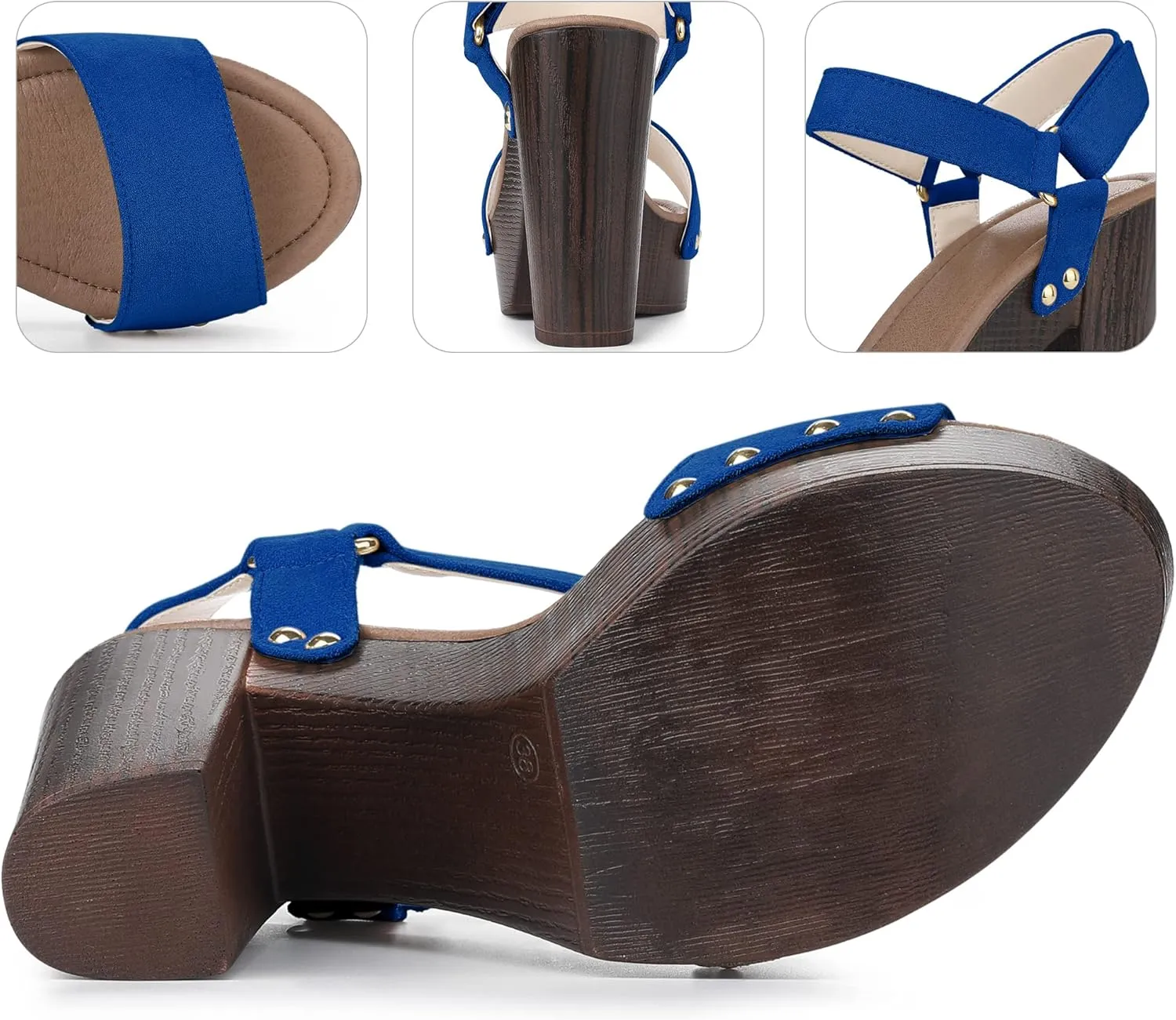 Perphy Round Toe Platform Slingback Chunky Heel Sandals for Women