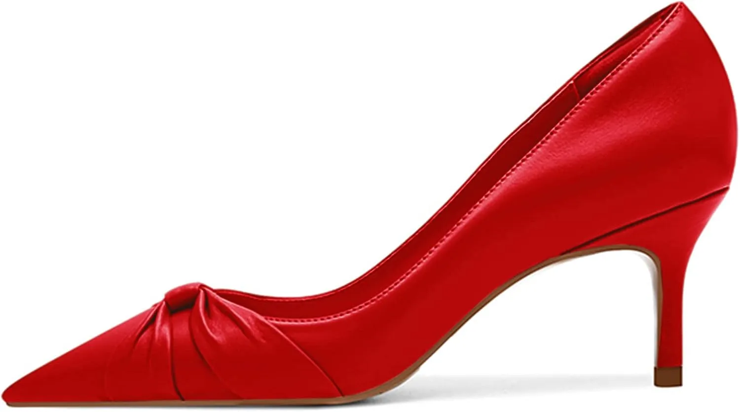 PiePieBuy Womens Pointed Toe Pumps Twist Knot Stiletto Mid Heel Faux Leather Dress Shoes