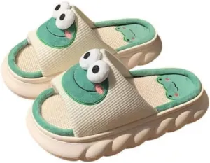 Pig Slipper Frog Slipper Animal Slipper Summer House Slipper for Women Men Linen Thick