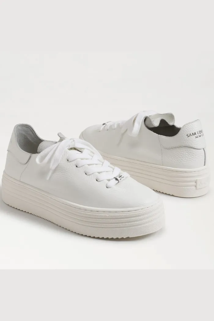 Pippy Lace Up Platform Sneaker - White Leather