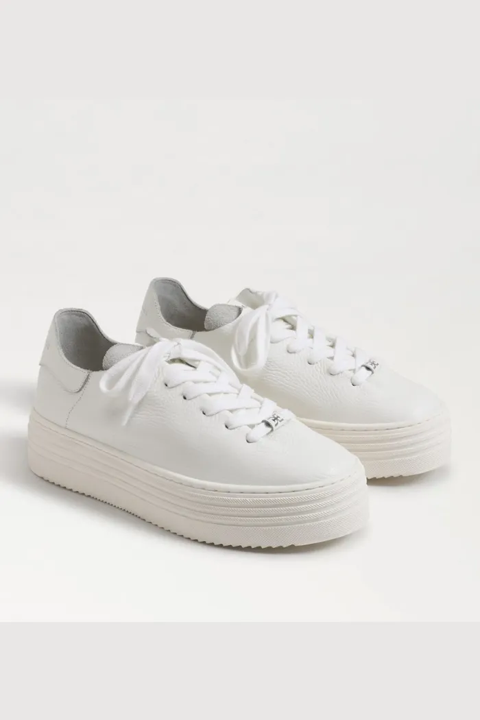 Pippy Lace Up Platform Sneaker - White Leather