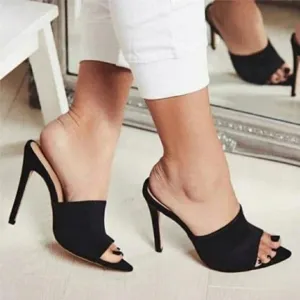 Pointed Toe Black Pencil Heel