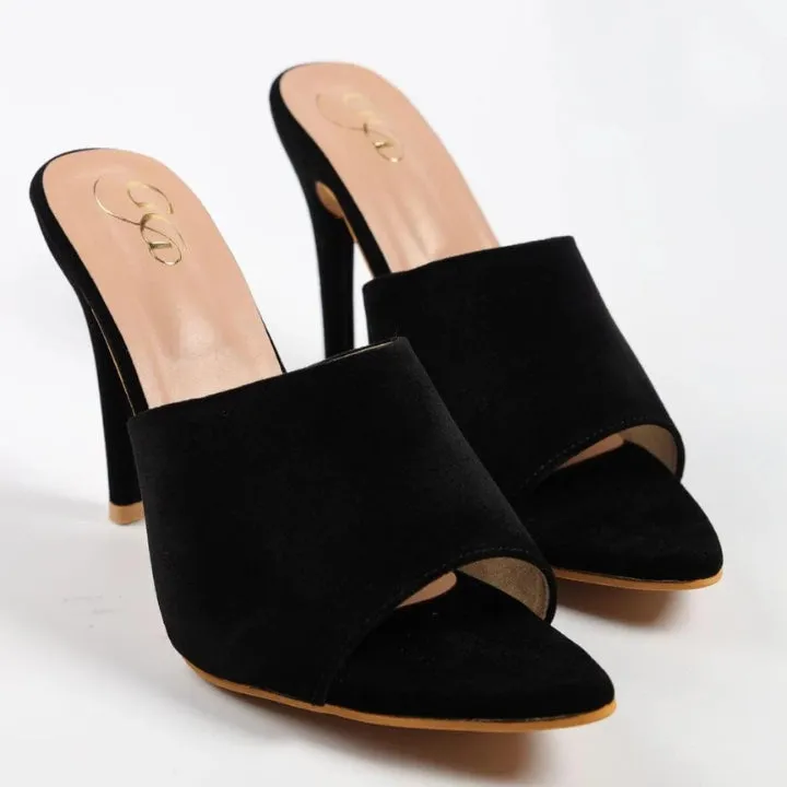 Pointed Toe Black Pencil Heel
