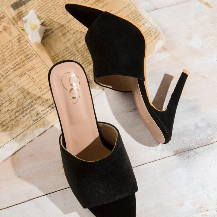 Pointed Toe Black Pencil Heel