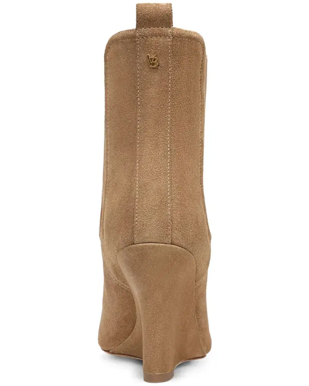 Pointed Toe Wedge Iluska Bootie in Latte Suede