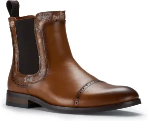 Polar Fox Frederick MPX806096 Memory Foam High-Top Chelsea Boots with Floral Trim