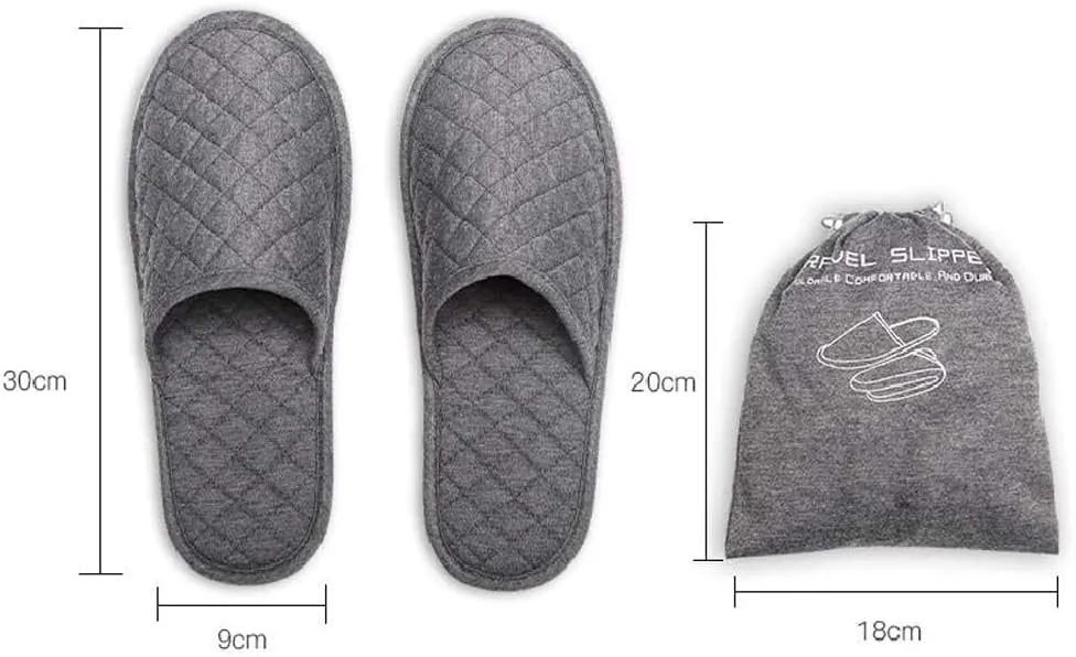 Portable Travel Slipper Spa Hotel Open Toe Sandals Non Disposable Foldable Shoes Guest Indoor House Room Business Trip Party Washable Footwear with Bags