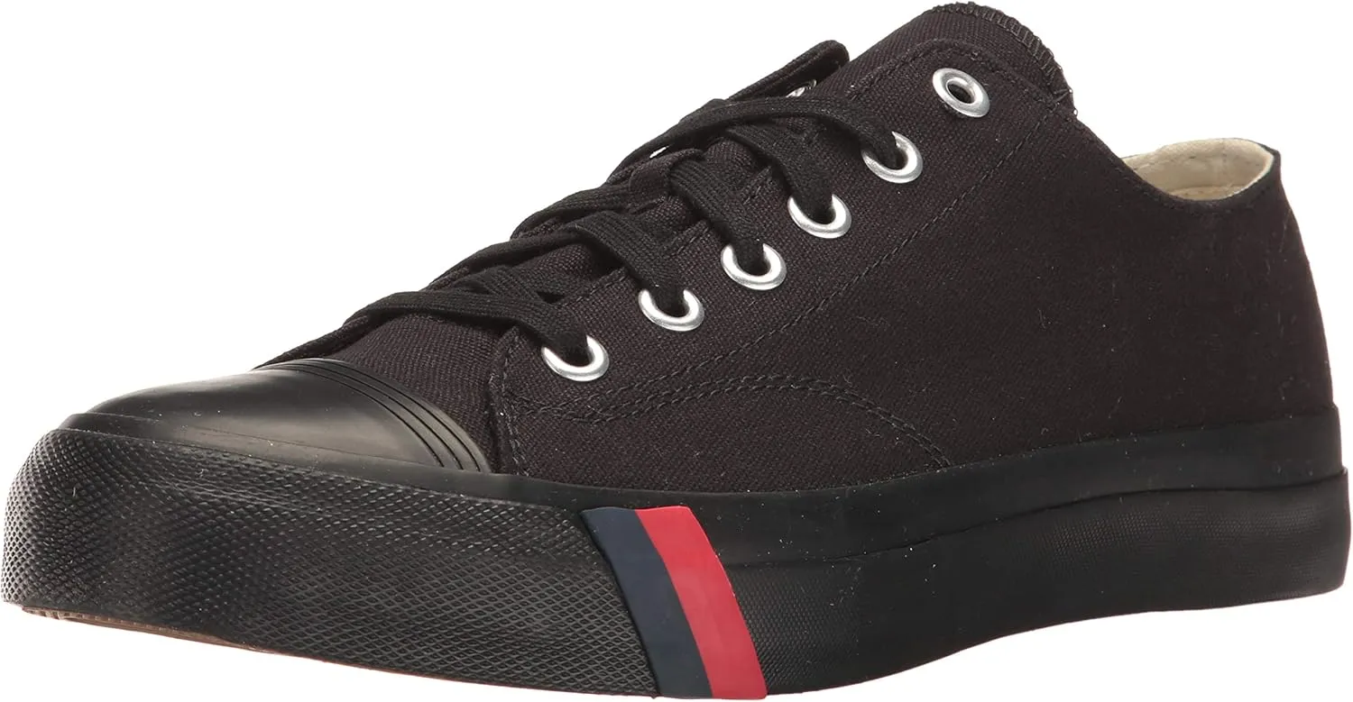 PRO-Keds Men's Royal Lo Lace Up Fashion Sneaker, Black/Black Canvas, 3.5
