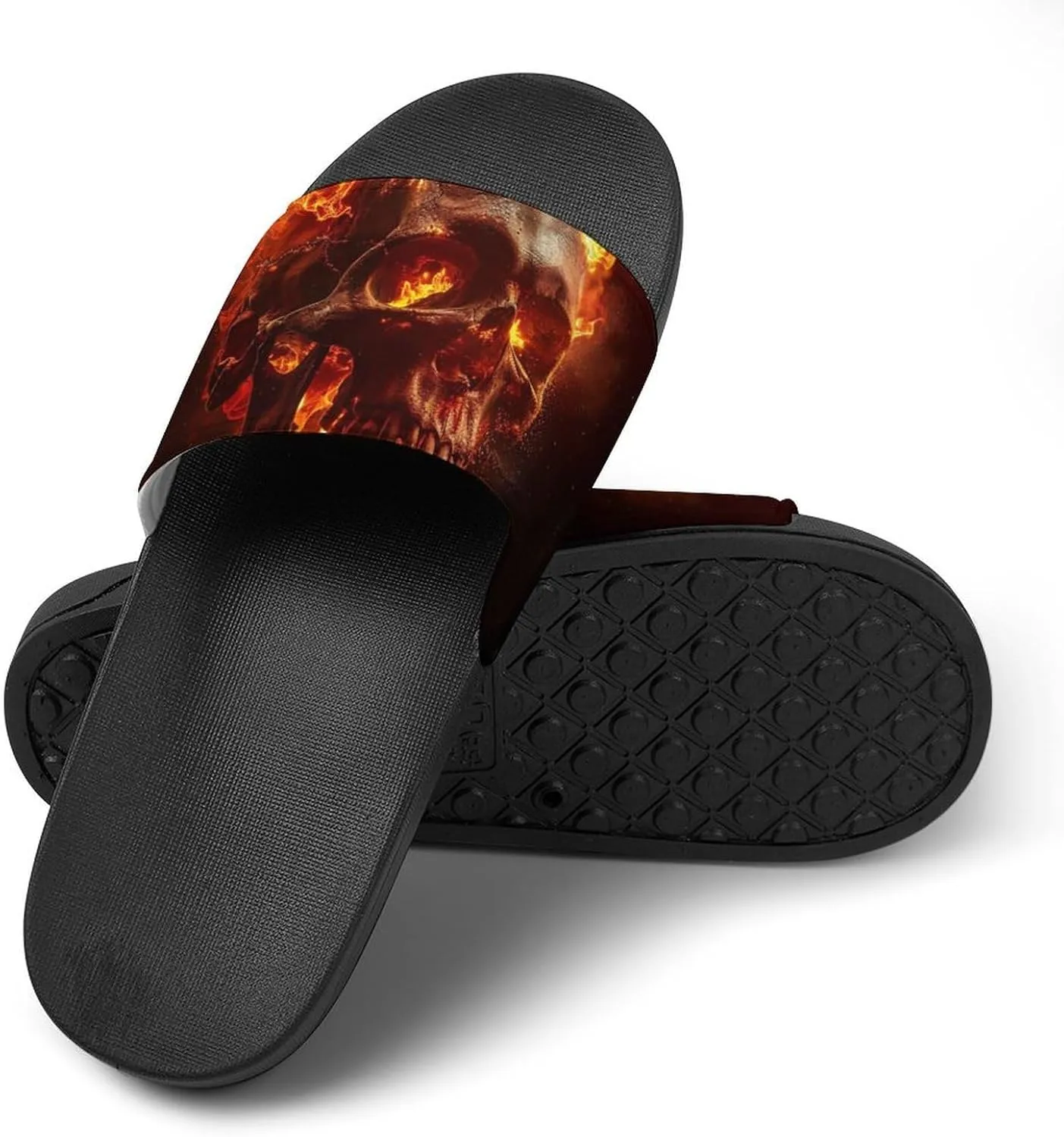 Red Flame Skull Fashion Womens And Mens Slippers House Shower Shoes Indoor Outdoor Beach