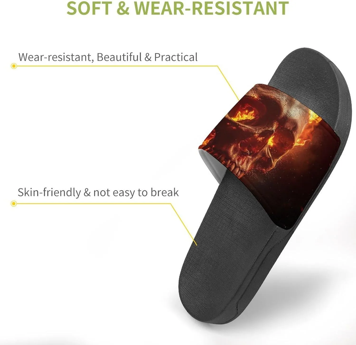 Red Flame Skull Fashion Womens And Mens Slippers House Shower Shoes Indoor Outdoor Beach