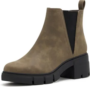 REDTOP Women's Chelsea Boots Elastic Chunky Block Heel Platform Lug Sole Ankle Booties