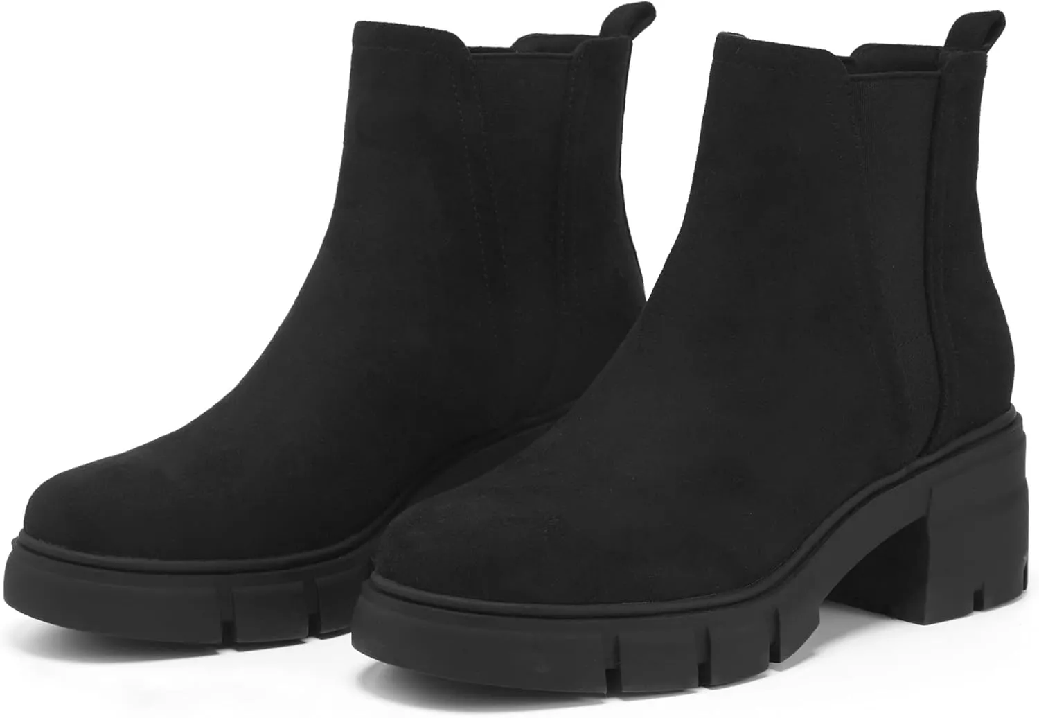 REDTOP Women's Chelsea Boots Elastic Chunky Block Heel Platform Lug Sole Ankle Booties