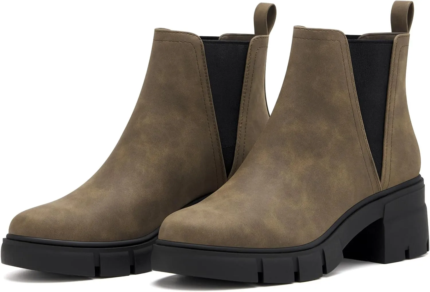 REDTOP Women's Chelsea Boots Elastic Chunky Block Heel Platform Lug Sole Ankle Booties