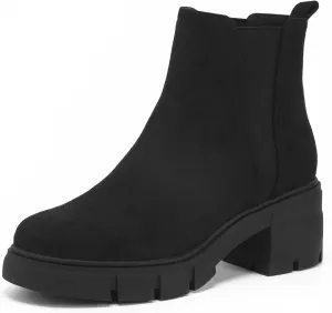 REDTOP Women's Chelsea Boots Elastic Chunky Block Heel Platform Lug Sole Ankle Booties
