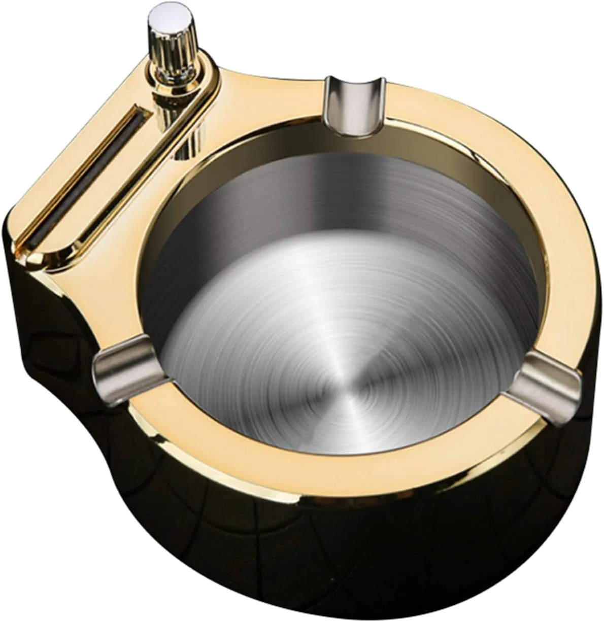 Retro Metal Ashtray,Ten Thousand Match Lighter Multifunction Ashtray,Great Gift for Father Husband Boyfriend (Yellow)