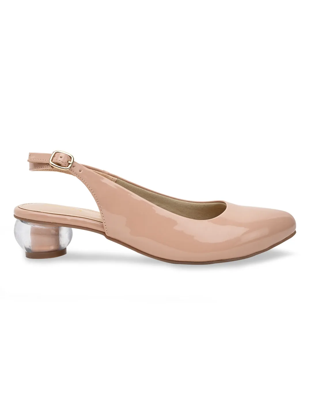 Rocia By Regal Nude Women Round Heel Sling Back Pumps