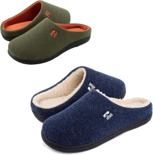 RockDove Set of 2 Pairs - US Size 11-12, Men's Original Two-Tone Slipper (Hunter Green) Men's Sherpa Lined Clog Slipper (Navy Blue)