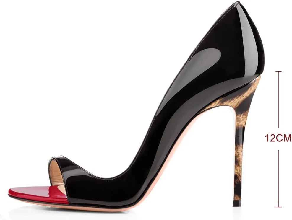 Round Open Toe High Stiletto Heel Pumps