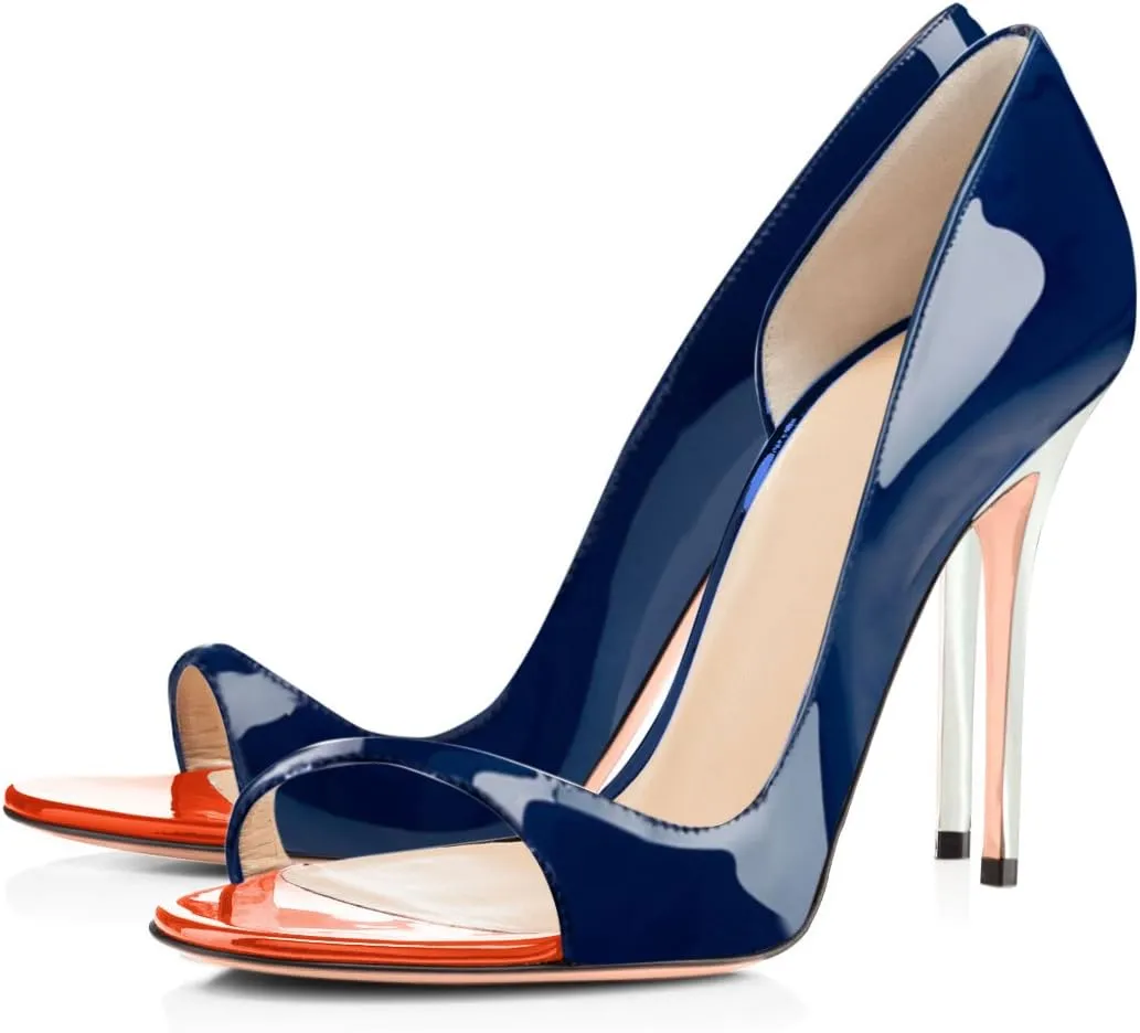 Round Open Toe High Stiletto Heel Pumps