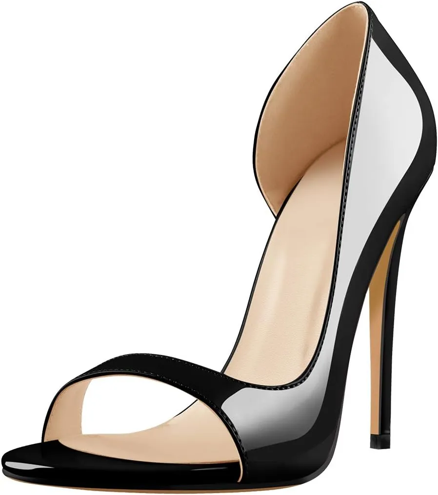 Round Open Toe High Stiletto Heel Pumps