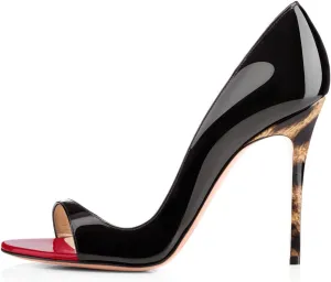 Round Open Toe High Stiletto Heel Pumps