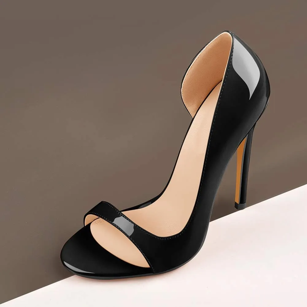 Round Open Toe High Stiletto Heel Pumps