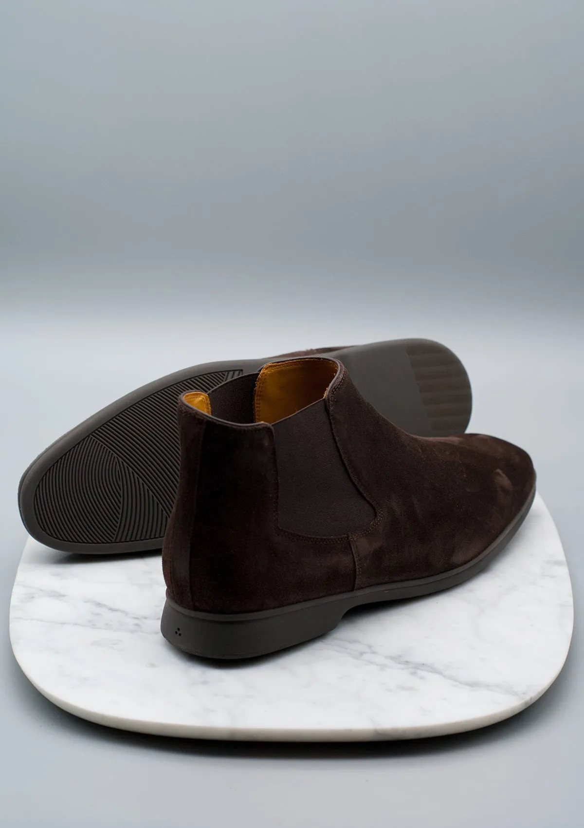 Rover Boots - Dark Brown Suede Taupe Sole