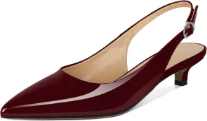 SAMMITOP Womens Slingback Kitten Heels Closed Pointed Toe Low Heels Slip On Comfortable Work Pumps Dress Shoes 1.4 Inch