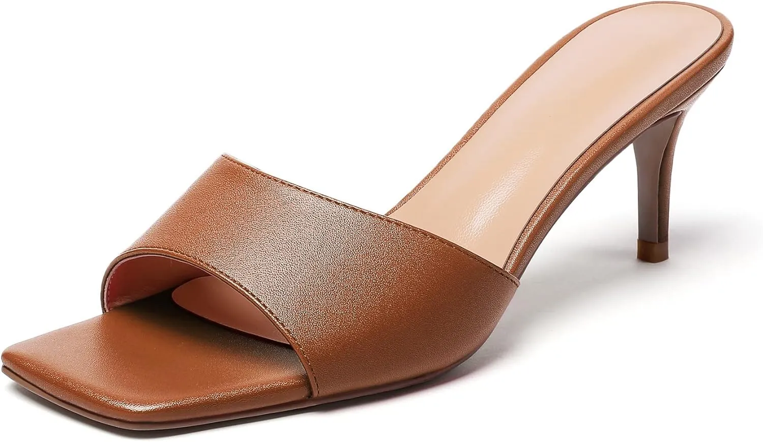 SAMMITOP Wome's Square Open Toe Mules Sandals; Slipper Heeled Stilettos; Sexy Kitten Heels for Evening Prom 2.5 Inch