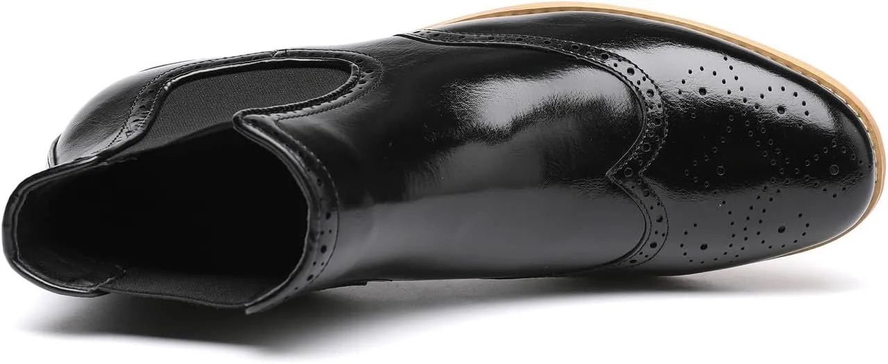 Santimon Chelsea Boots Men Formal Dress Silp On Leather Brogues Ankle Boots Classic Fashion Casual Boots for Men
