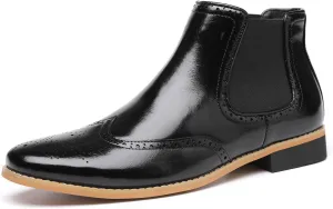 Santimon Chelsea Boots Men Formal Dress Silp On Leather Brogues Ankle Boots Classic Fashion Casual Boots for Men