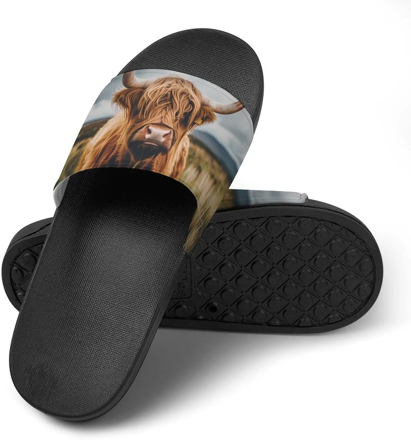 Scottish Highland Cow Animal Fashion Womens And Mens Slippers House Shower Shoes Indoor Outdoor Beach