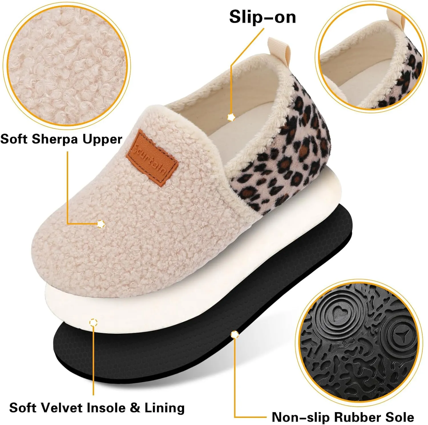 Scurtain Unisex Big Kids Little Kids Slippers Socks Artificial Woolen Slippers with Non-slip Rubber Sole for Big Boys Girls Little Boys Girls