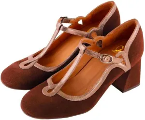 SHODENSE Women Chunky High Heel Mary Jane Shoes Ankle T-strap Round Toe Mary Jane Pumps Suede 3 inch Block Heel Dress Sandals Closed Toe Buckle Retro Wedding Party Office 4-11 M US
