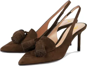 SHODENSE Women Kitten Heel Slingback Pumps Pointed Toe Suede Elastic Ankle Strap Sandals Fringe Closed Pointy Toe High Heels Stiletto Pumps Tassel Backless Dress Shoes Office Ladies Elegant 4-11 M US