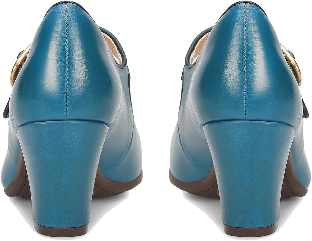 SHODENSE Women Retro Kitten Heel Mary Jane Pumps Shoes Round Closed Toe Ankle Strap Dress Sandals Chunky Block Mid Heel Two-tone Burnished Mary Janes Lolita Shoes Office Ladies Wedding Party 4-11 M US