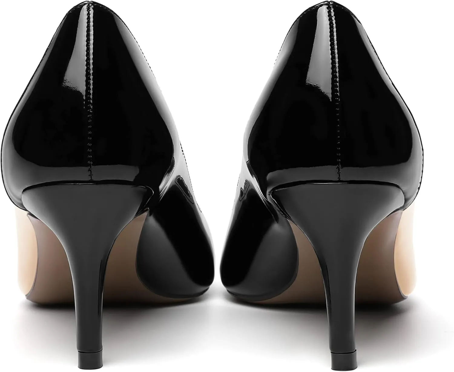 SHOWFOREST Women's Pointed Toe Wedding Slip On Patent Dress Solid Stiletto Mid Heel Pumps Shoes 2.5 Inch