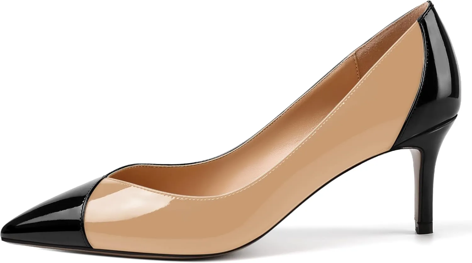 SHOWFOREST Women's Pointed Toe Wedding Slip On Patent Dress Solid Stiletto Mid Heel Pumps Shoes 2.5 Inch