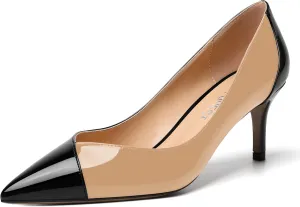 SHOWFOREST Women's Pointed Toe Wedding Slip On Patent Dress Solid Stiletto Mid Heel Pumps Shoes 2.5 Inch