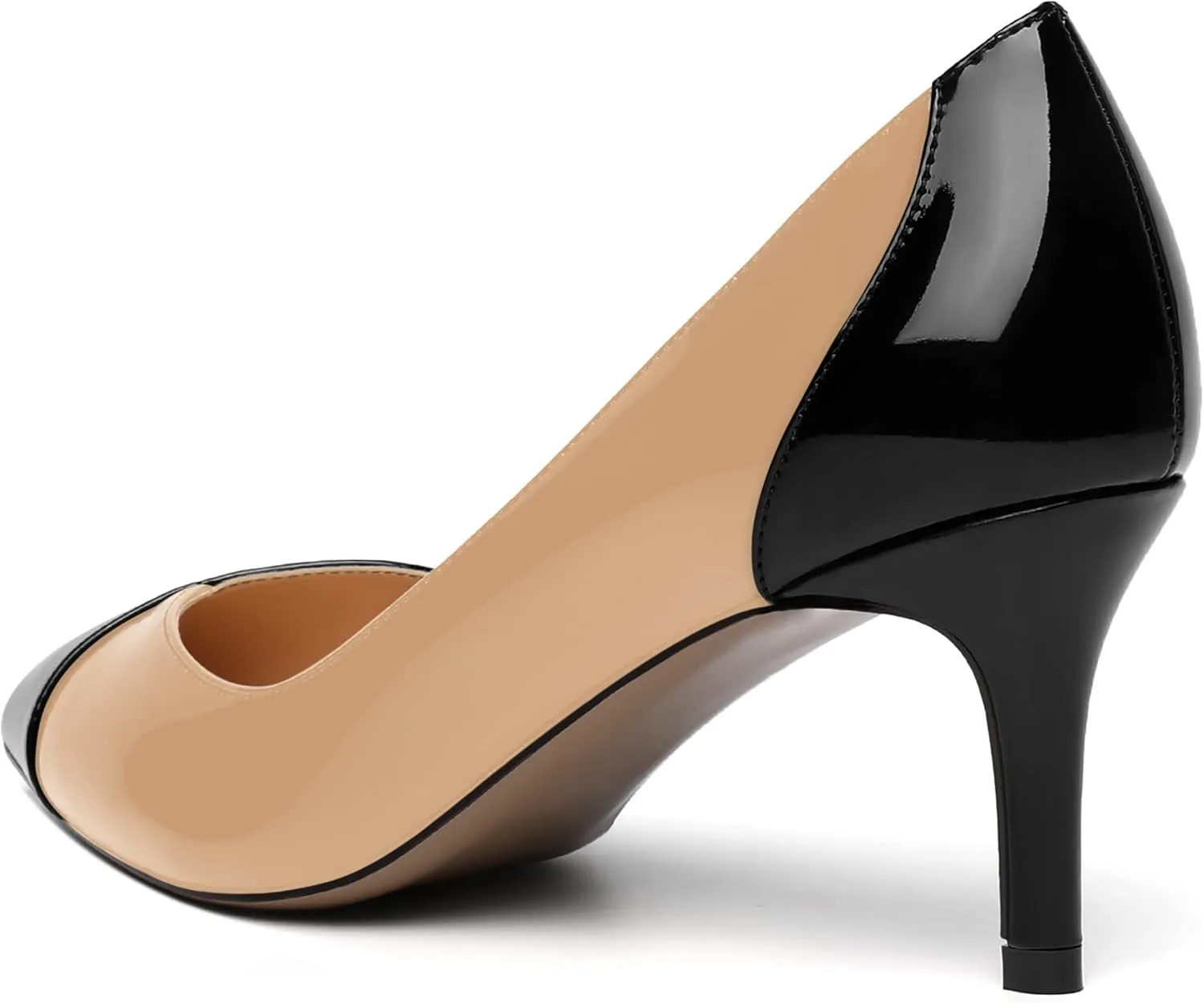 SHOWFOREST Women's Pointed Toe Wedding Slip On Patent Dress Solid Stiletto Mid Heel Pumps Shoes 2.5 Inch