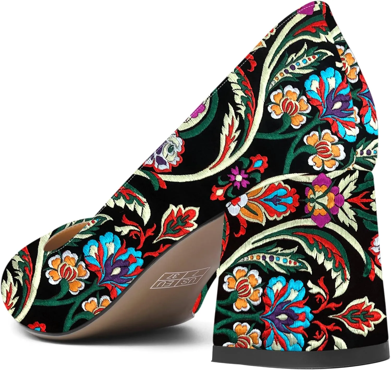 SHOWFOREST Womens Slip On Dress Pointed Toe Patent Evening Chunky Mid Heel Pumps Shoes 2.5 Inch