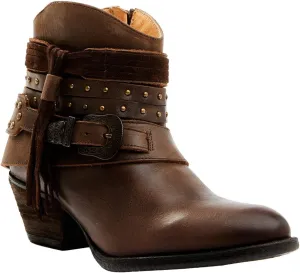 Shyanne Women's Sevilla Buckle Fringe Western Booties Round Toe - 19323
