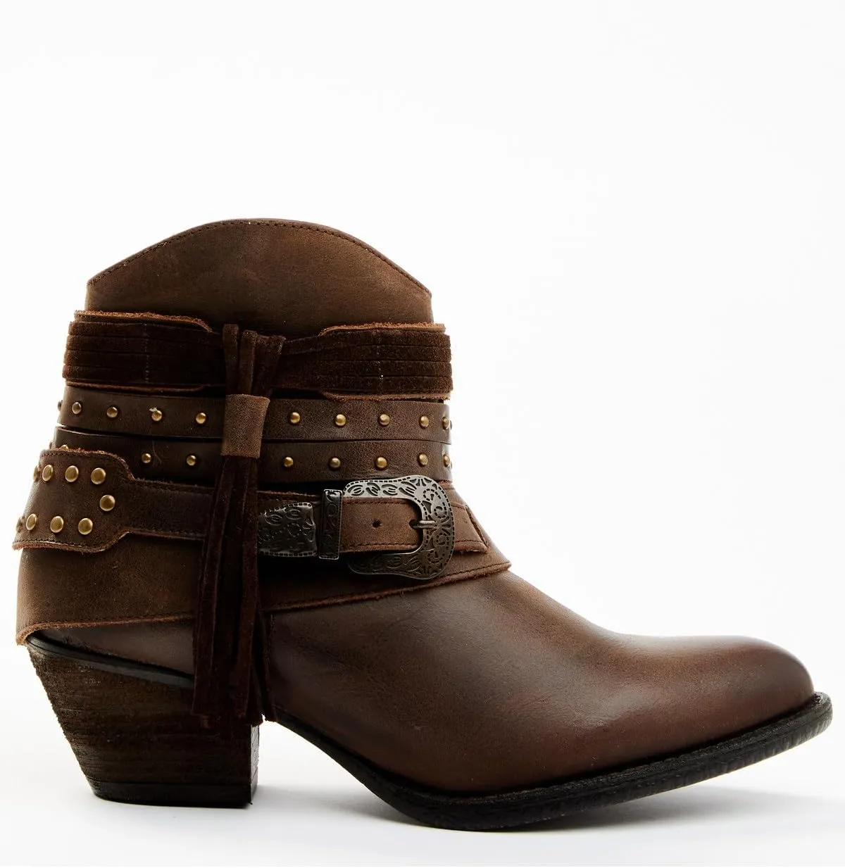Shyanne Women's Sevilla Buckle Fringe Western Booties Round Toe - 19323