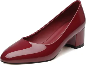 SKYSTERRY Women's Pumps Chunky Block Closed Round Toe Heels Low Heel Comfortable Dress Shoes for Business Work Wedding 2 Inch