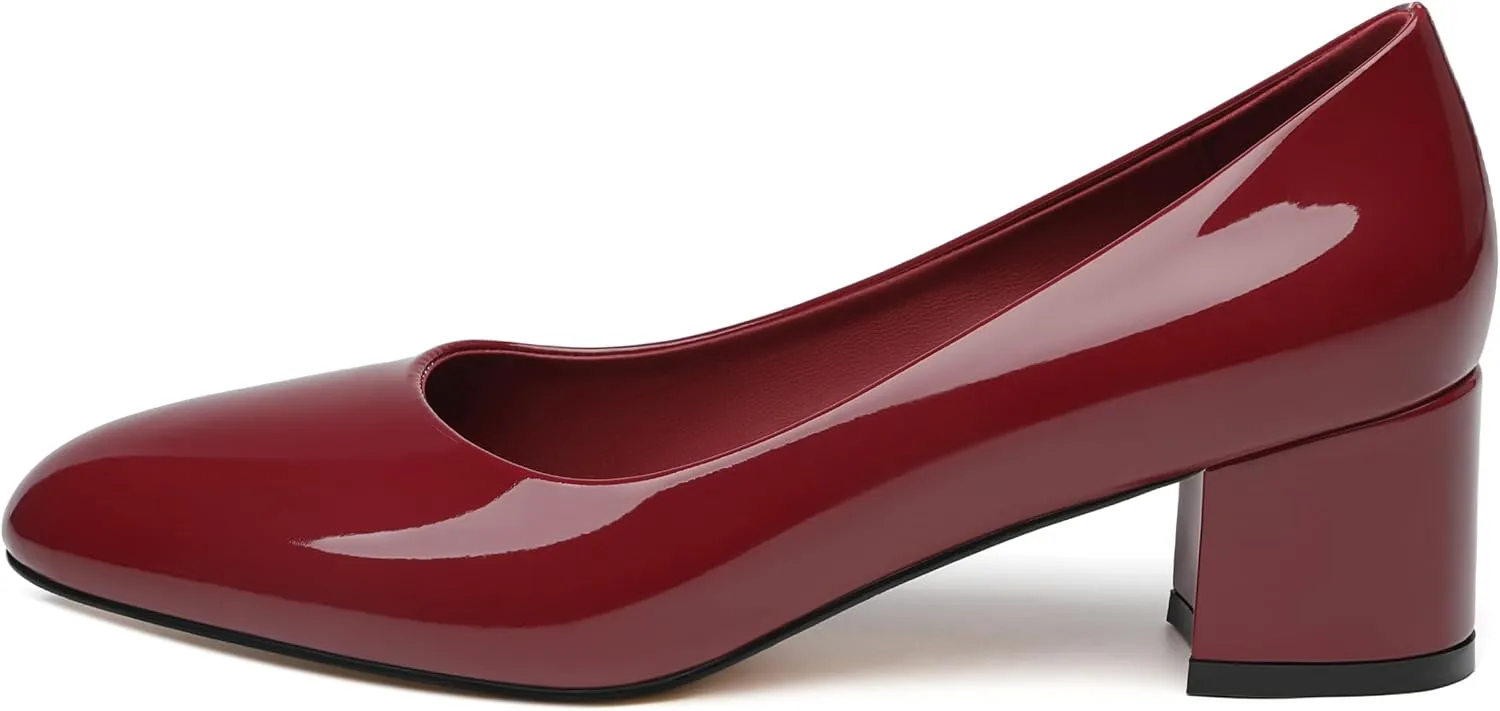 SKYSTERRY Women's Pumps Chunky Block Closed Round Toe Heels Low Heel Comfortable Dress Shoes for Business Work Wedding 2 Inch