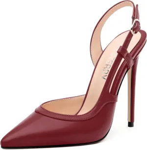 SKYSTERRY Women's Slingback Heels Closed Pointed Toe 4.7-Inch Stiletto High Heeled Pumps Sexy Wedding Party Office Work Dress Shoes
