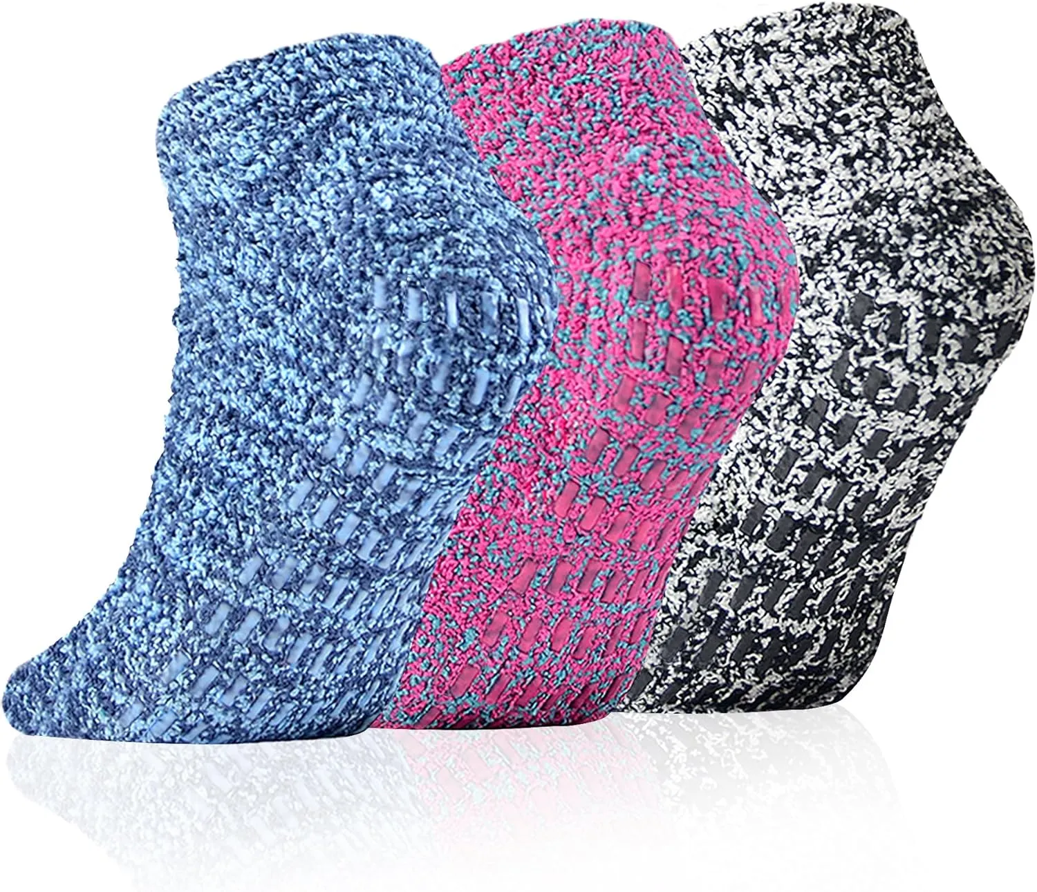 Slipper Socks With Grips for Women and Men - Fuzzy Warm Winter Non-Slip Hospital Socks - Home Cozy Grip Ankle Socks