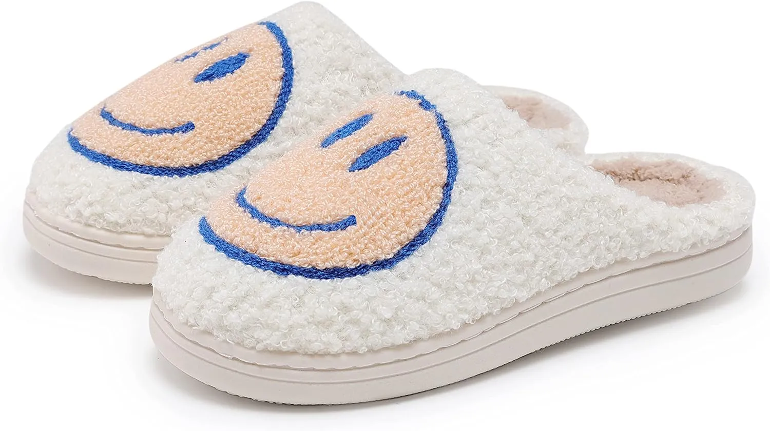 Smile Face Kids Happy Face Soft Plush Warm Slipper Anti-Slip Winter Fluffy House Shoes Soft Memory Foam Comfort Cotton Slippers Indoor and Outdoor